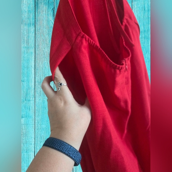 RIHOAS Red Round Neck Cut-Out Midi Dress Size Small - Picture 5 of 10